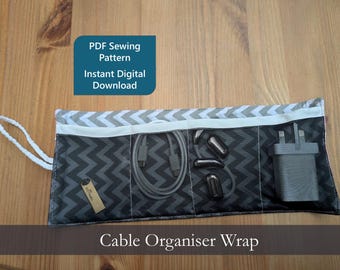 Cartamodello PDF per organizer da viaggio per cavi: avvolgicavo; veloce da realizzare; livello intermedio