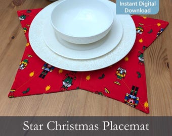 Christmas Star Table Centrepiece Sewing Pattern (PDF): Beginner friendly and quick to sew - Christmas Placemat Holiday Table Decor DIY Xmas