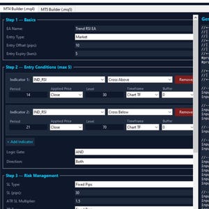 MetaTrader EA Builder – MT4 & MT5 Expert Advisor Generator Offline med källkod