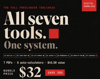 Freelancer Business Bundle | 7-in-1 Client Management Toolkit | Invoice Tracker & Scope Creep Templates