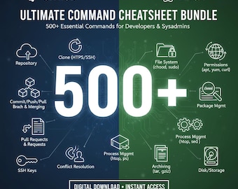 Pacchetto di fogli di riferimento GitHub e Linux, guida di riferimento stampabile per sviluppatori da riga di comando