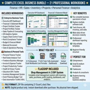 Excel Business Bundle | 21 Professional Templates (Digital Download)