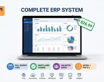 ERP-software voor kassa's met broncode | Voorraad, boekhouding, HR-salaris | Php Mysql-bedrijfssysteem | White Label