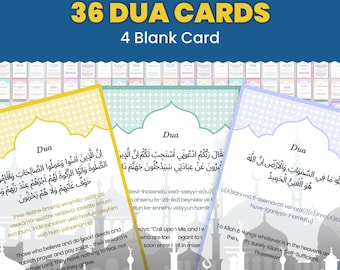 40 Islamic Dua Flashcards, Digital Islamic Duas, Muslim Duas, Daily Duas, Islam Education, Digital Prayer Cards, Arabic Dua Pack, Quran Dua