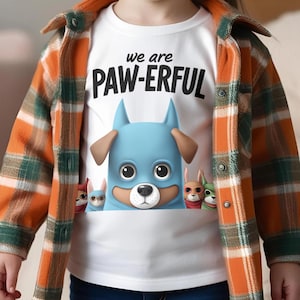 We Are Paw-erful Dog Squad T-Shirt Design – Cute Cartoon Dog Graphic Tee Art, Animal Lover Shirt, Pet Humor Sublimation PNG, Funny Dog Gift