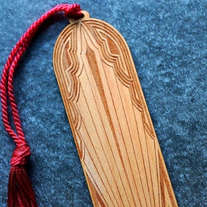 Art Deco Wood Bookmark: Personalized Beech Wood