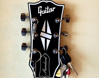 Guitar Rack, Guitar Head key rack Guitar Shaped Key Rack, Les Paul Key Holder, Key holder, Music Gift, Guitar gift, Key Rack,