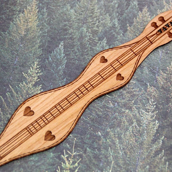 Moutain Dulcimer Bookmark, Mountain Dulcimer, Wood Bookmark, Music Bookmark, Music Gift, Mountain Music, Personal Engraved Gift, Music Gift