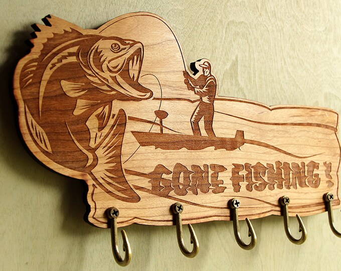 Key Rack, Bass Fish Key Rack, Fishing Enthusiast Gift, Hunting Lodge
