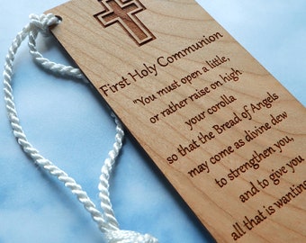 Laser Engraved Cherry Wood First Holy Communion Bookmark