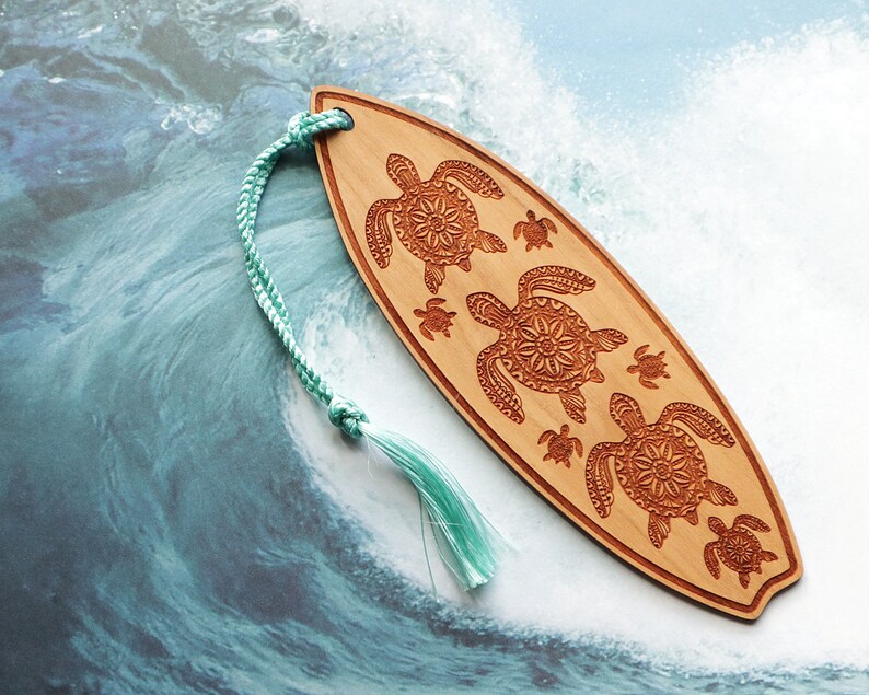 Sea Turtle Surfboard Bookmark, Sea Turtle Bookmark, Surfboard Bookmark, Sea Turtle, Surfboard image 1