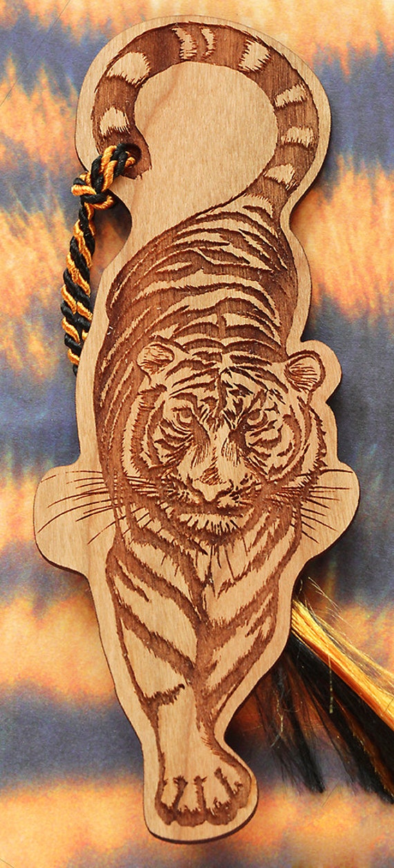 Tiger Bookmark Tiger Shaped Bookmark Wood Bookmark Animal  Etsy