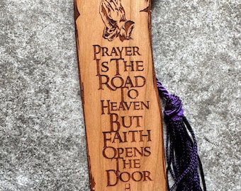Laser Engraved Cherry Wood Christian Bookmark with Tassel