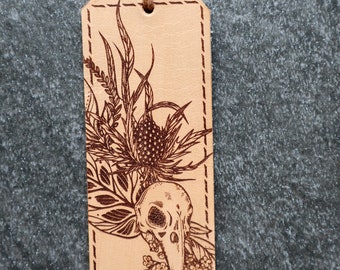 Skull Bookmark, Leather Skull Bookmark, Gothic Bookmark, Southwestern Style Bookmark