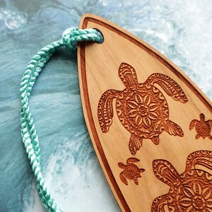 Sea Turtle Surfboard Bookmark: Aztec Style Wood Bookmark - Etsy