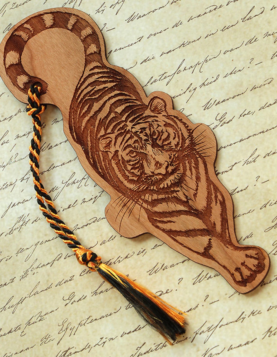 Tiger Bookmark Tiger Shaped Bookmark Wood Bookmark Animal  Etsy