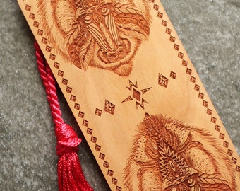 Aztec Baboon Syle Bookmark, Baboon Bookmark, Animal Bookmark, Aztec Animal Bookmark,