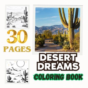Desert Landscape Coloring Pages Cactus Coloring Page Desert Dreams Landscape Printable Coloring Book for Adult n Kids, Cactus & Sand Dunes