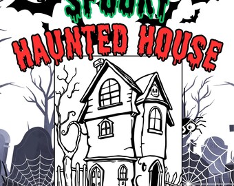 Spooky Haunted House Coloring Pages, 50 Illustrations (Digital Download)