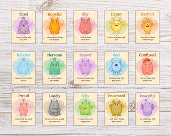 Tarjetas imprimibles de monstruos de las emociones / Tarjetas de emociones para niños / Aprendizaje socioemocional / Rincón de la calma / Actividad de aprendizaje socioemocional para preescolares