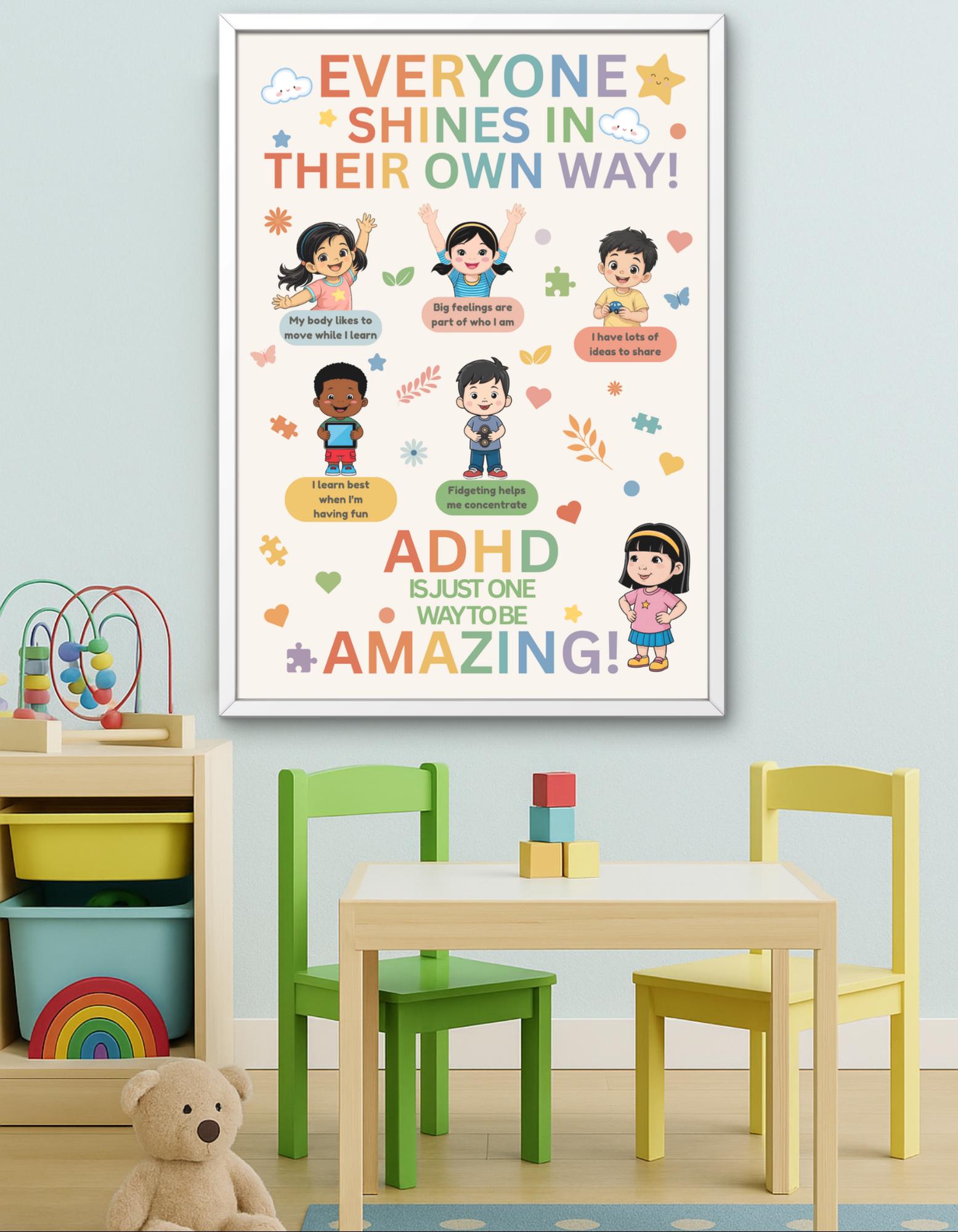 ADHD Poster for Kids Classroom Printable, ADHD Calm Corner Decor ...