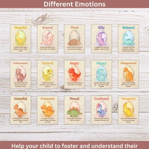 The Feelings Dinosaurs Flashcards | Printable Emotion Cards for Kids | Dinosaur SEL Calm Corner | Emotional Learning Poster Set