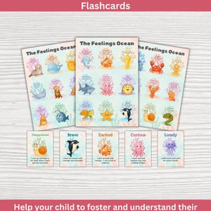 The Feelings Ocean Printable Bundle | Emotion Posters & Flashcards for Kids | Social Emotional Learning Cards | Calm Corner Decor