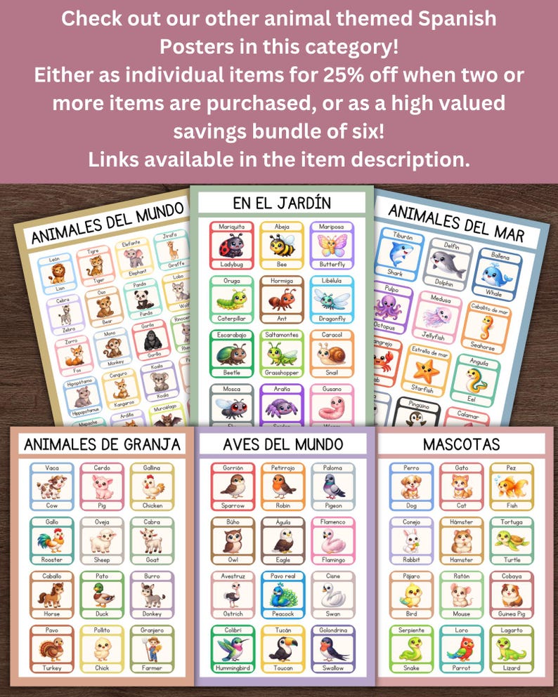 Spanish Garden Animals Poster for Kids, En El Jardín Printable, Bugs ...