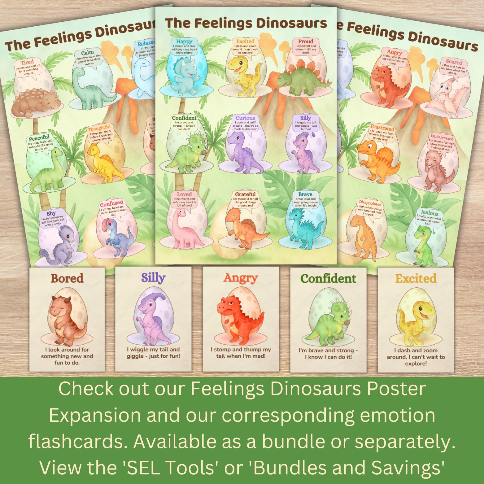 Feelings Dinosaurs Emotions Poster | Printable Dinosaur Feelings Chart ...