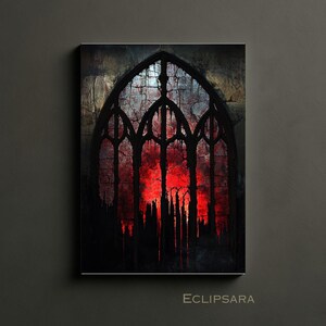Gothic Window Canvas Art, Dark Aesthetic Decor, Gothic Home, Medieval Art Print
