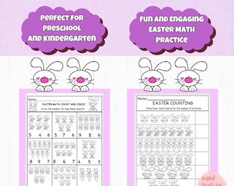 Easter Math Worksheets – Kindergarten & Pre-K Printable (Digital Download)