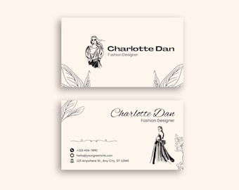 Minimalist Fashion Business Card Template: Editable Canva Design (3.5x2")