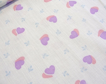 Pastel Hearts Vintage Fabric - Sweet Little Pink and Lavender Hearts Print for Flirty Aprons, Clothing, Dolls & Valentine Home Decor BTY