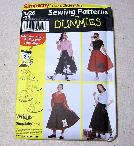 Poodle Skirts Simplicity Pattern 9926 Dogs Westie Halloween Costume Appliques Easy 50s Circle Skirt Multi Size 23 37 Waist UNCUT Etsy