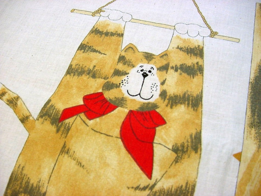 Vintage Tabby Cat Fabric Panel to Cut Sew Stuff Hang Etsy