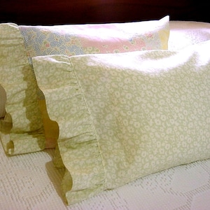 Ruffled Travel Pillow Case - Pastel Patchwork or Matching Meadow Green Floral - Toddler, Lumbar, Boudoir Pillowcase Cover for 12x16 Pillow