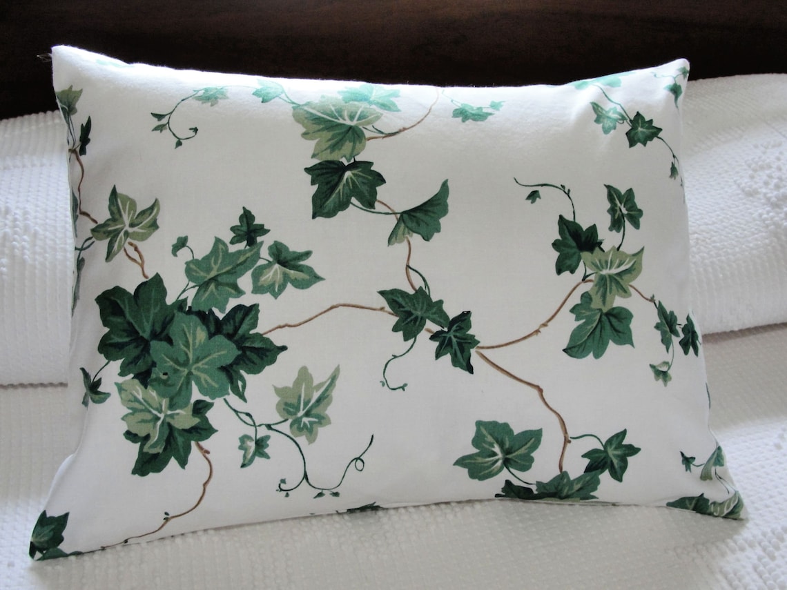 Travel Pillow Case Green Ivy Vines on White Pillowcase Cover Etsy
