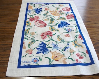 Vintage Williamsburg Tea Towel - Printed Floral Linen Kitchen Dish Towel - NOS Unused - 2 available