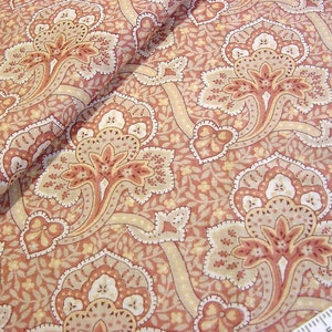 Vintage Decorator Fabric by Debut Designs - Jacobean Paisley Floral in Salmon Pink - Cotton Home Decor, Drapery, Apparel, Quilt Fabric BTY