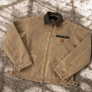 Retro Carhartt - J97 Cream Detroit Work Jacket - Reworked Vintage Workwear Jacket
