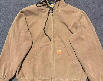 Sudadera con capucha Carhartt J130 Vintage Canvas: Prenda de trabajo esencial de alta resistencia, edición caqui