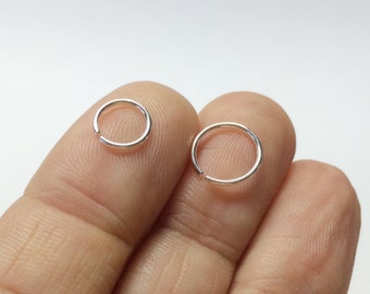 Simple sterling silver hoop - delicate sleeper hoop - seamless nose ring - helix earring - tragus - cartilage earring - silver piercing