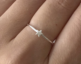 Tiny silver star ring, astrological sterling silver star ring, stacking ring, silver mini star, minimalist jewelry, dainty celestial ring