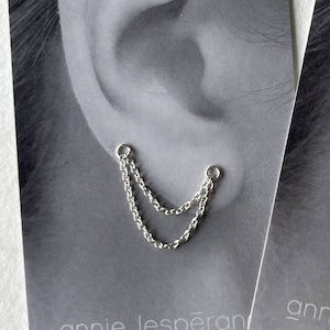 Ear jackets double chaines - paire de petite chainette en or rempli 14k ou argent sterling - ajouter à vos propre boucle - mix and match