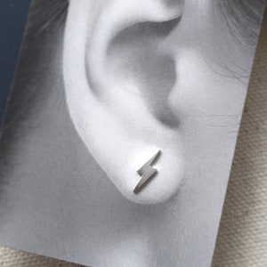 Silver lightning bolts studs, Silver piercing, Tiny lightning bolt studs earrings with sterling silver posts, tiny earrings, silver 925
