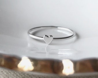 Tiny heart ring - Sterling silver heart ring - stacking ring - silver mini heart - love - minimalist jewelry - dainty and delicate ring