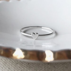Tiny heart ring - Sterling silver heart ring - stacking ring - silver mini heart - love - minimalist jewelry - dainty silver love ring