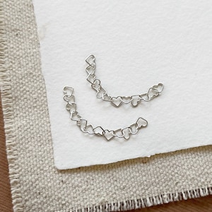 Hearts ear chain, attachment chain sterling silver tiny heart convertible ear jacket chain, earring linking chain, ear cuff chain, piercing