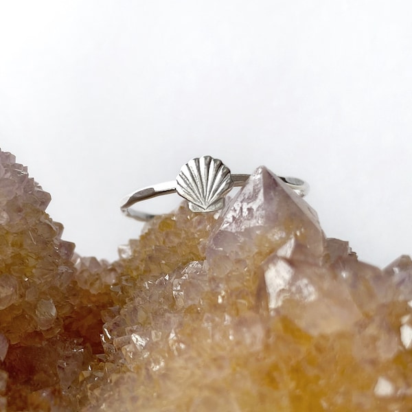 Silver Seashell Ring Etsy