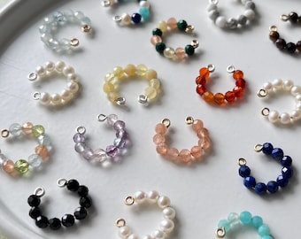 Gemstone ear cuff, tiny natural gemstone , sterling silver ear cuff, no piercing needed, fake piercing, fake faux conch piercing
